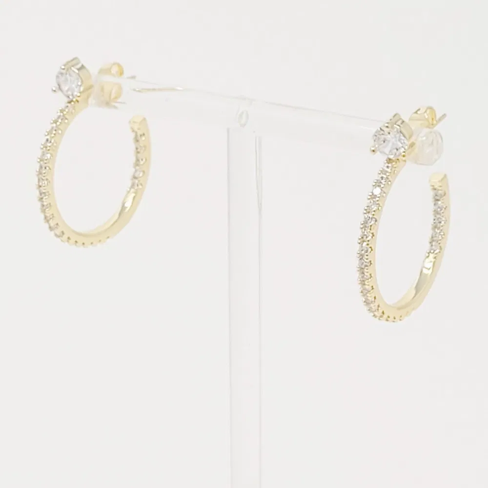 Diamond On Top Hoop Earrings - Grocery