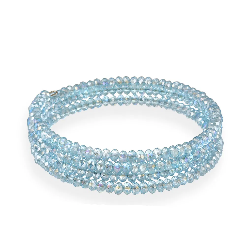 Light Blue Glass Bead Coil Bracelet - Grocery