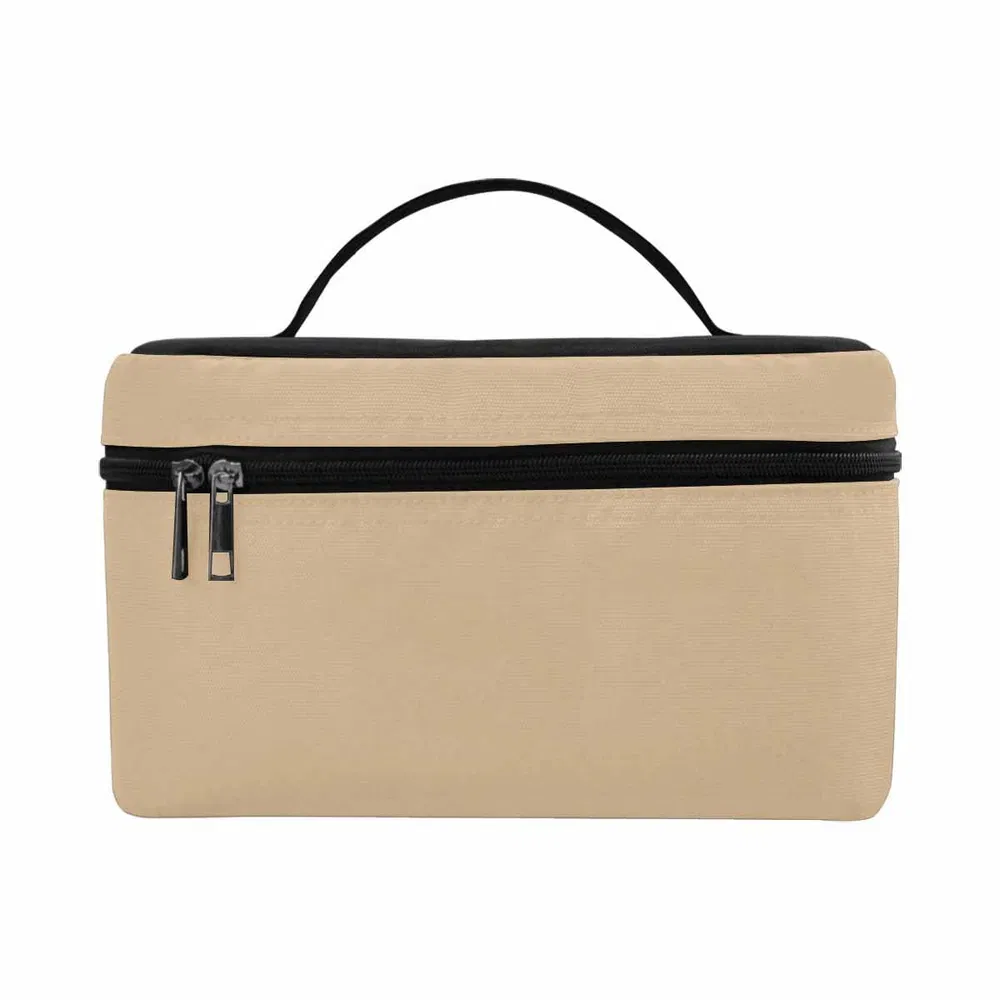 Cosmetic Bag, Tan Brown Travel Case - Grocery