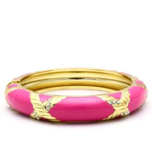 LO1957 - Gold White Metal Bangle with Top Grade Crystal in Clear - Grocery