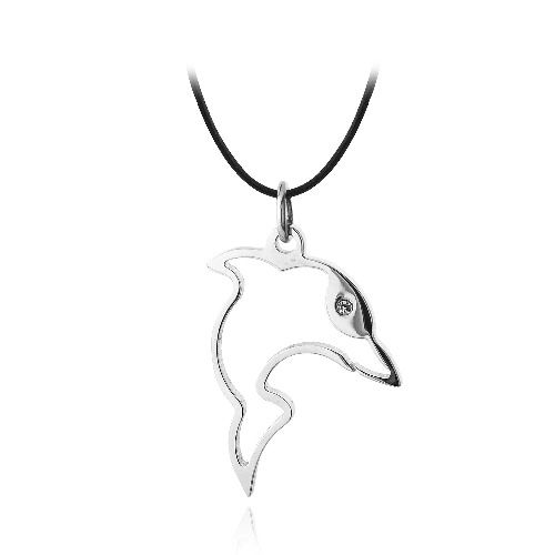 Stainless Steel CZ Dolphin Necklace - Grocery
