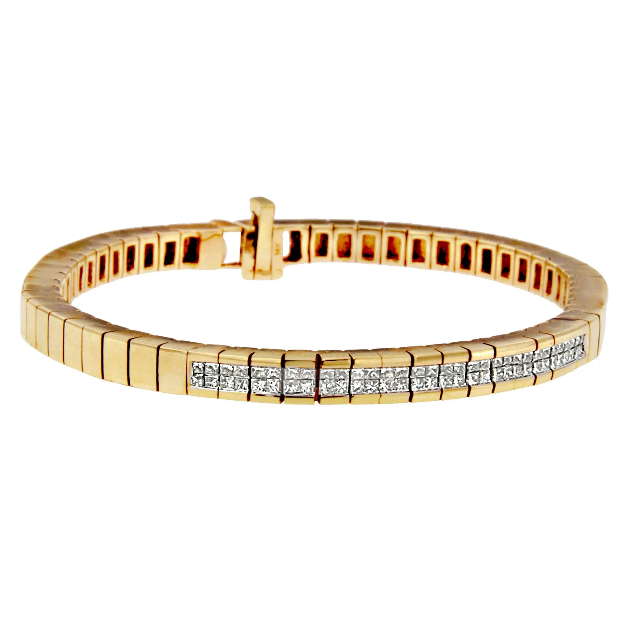 14K Yellow Gold Princess-Cut Diamond Banded Bracelet (1.10 cttw, G-H Color, SI1-SI2 Clarity) - Grocery