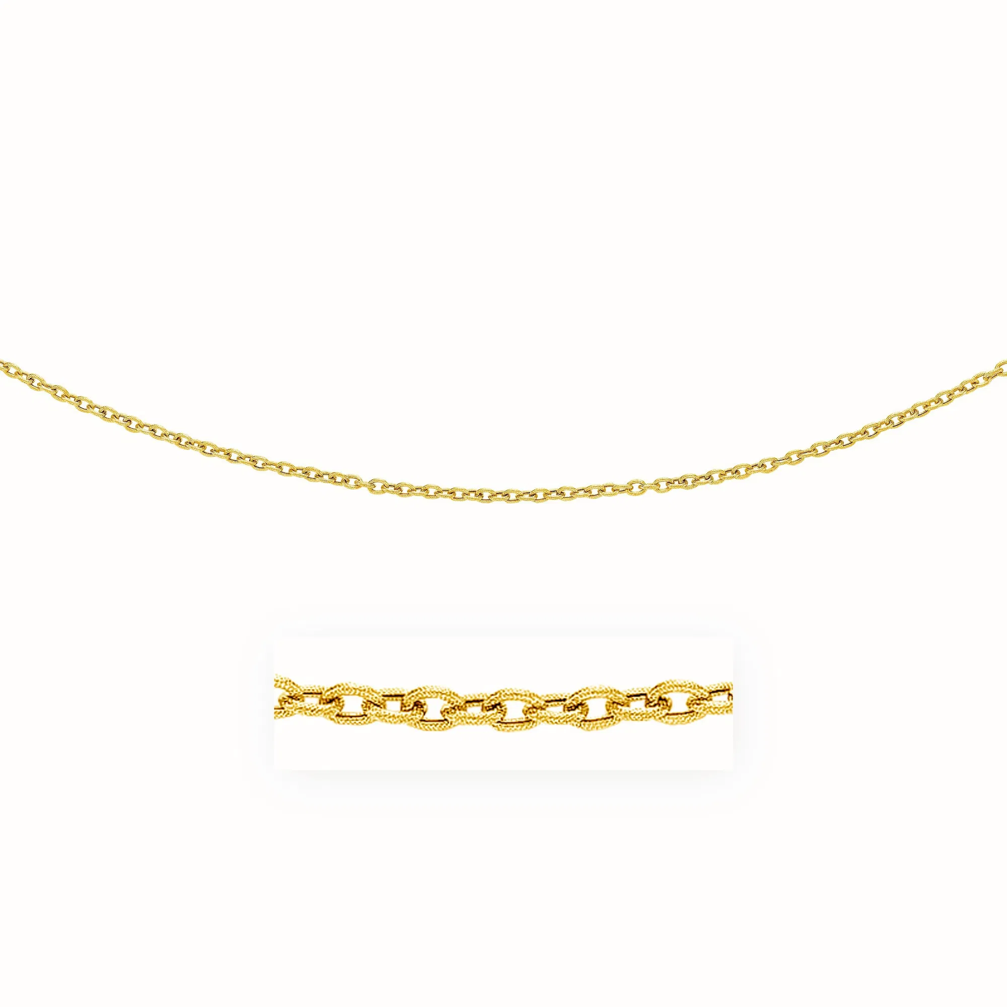 3.5mm 14k Yellow Gold Pendant Chain with Textured Links - Grocery