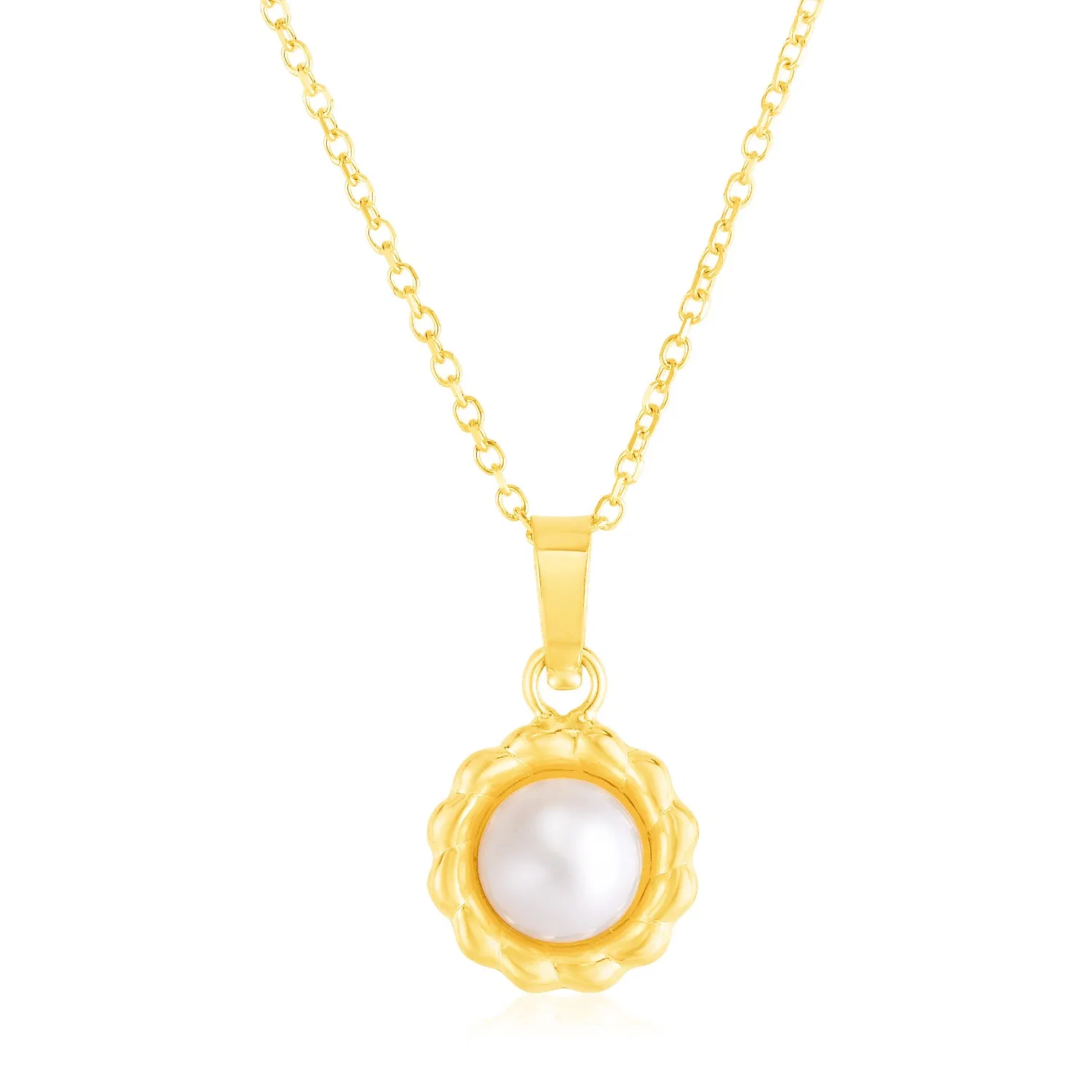 14k Yellow Gold Flower Necklace with Pearl - Grocery