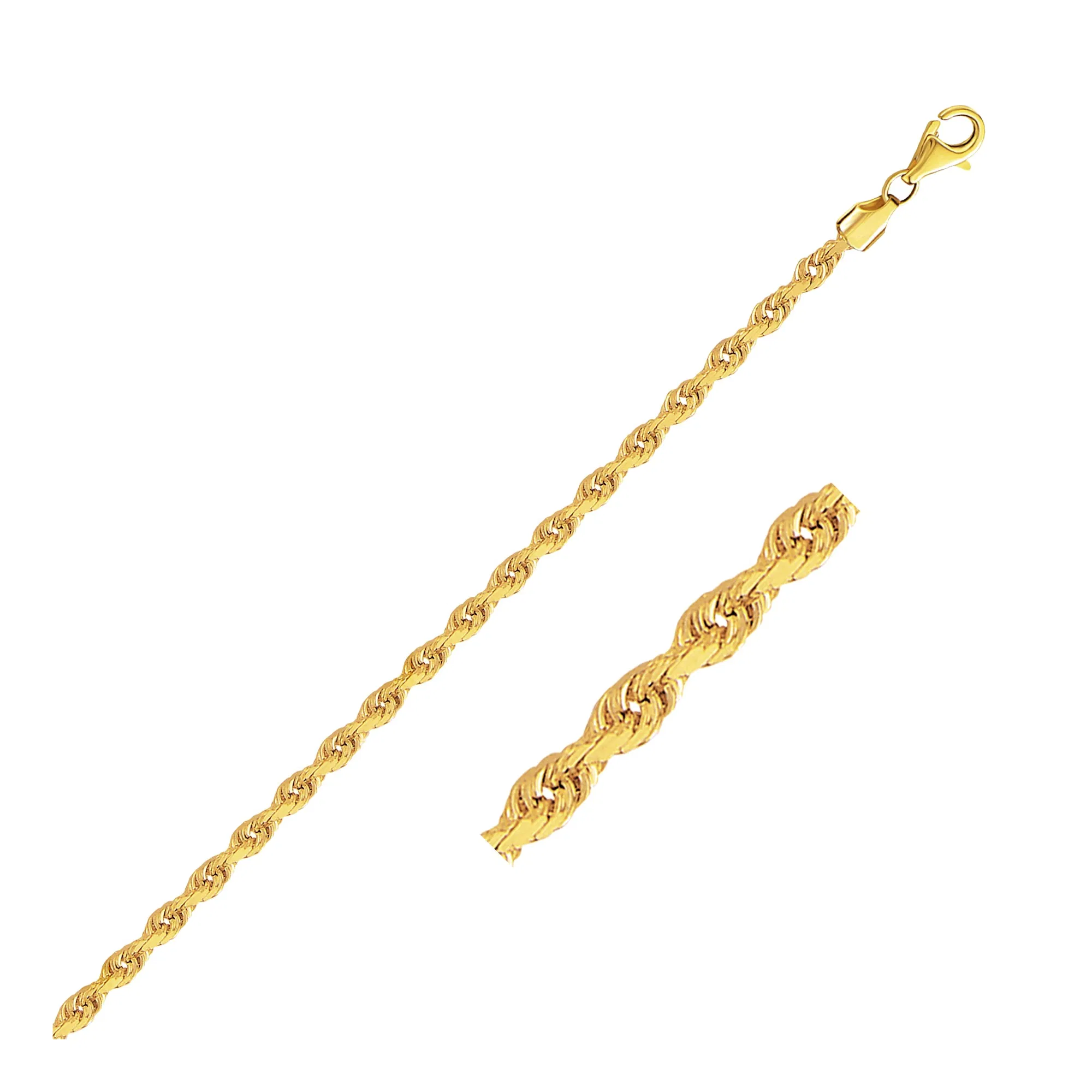 2.75mm 10k Yellow Gold Solid Diamond Cut Rope Bracelet - Grocery