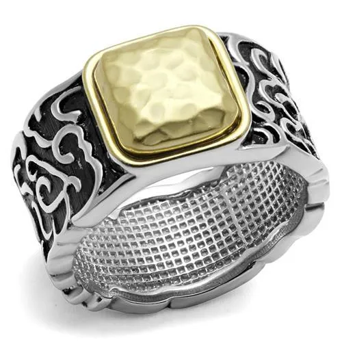 TK2509 - Two-Tone IP Gold (Ion Plating) Stainless Steel Ring with Epoxy in Jet - Grocery