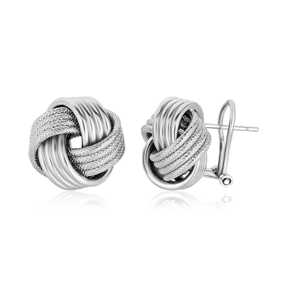 Sterling Silver Groove Textured Love Knot Earrings(14mm) - Grocery