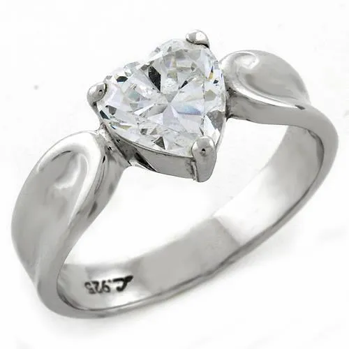 LOAS1061 - High-Polished 925 Sterling Silver Ring with AAA Grade CZ in Clear - Grocery