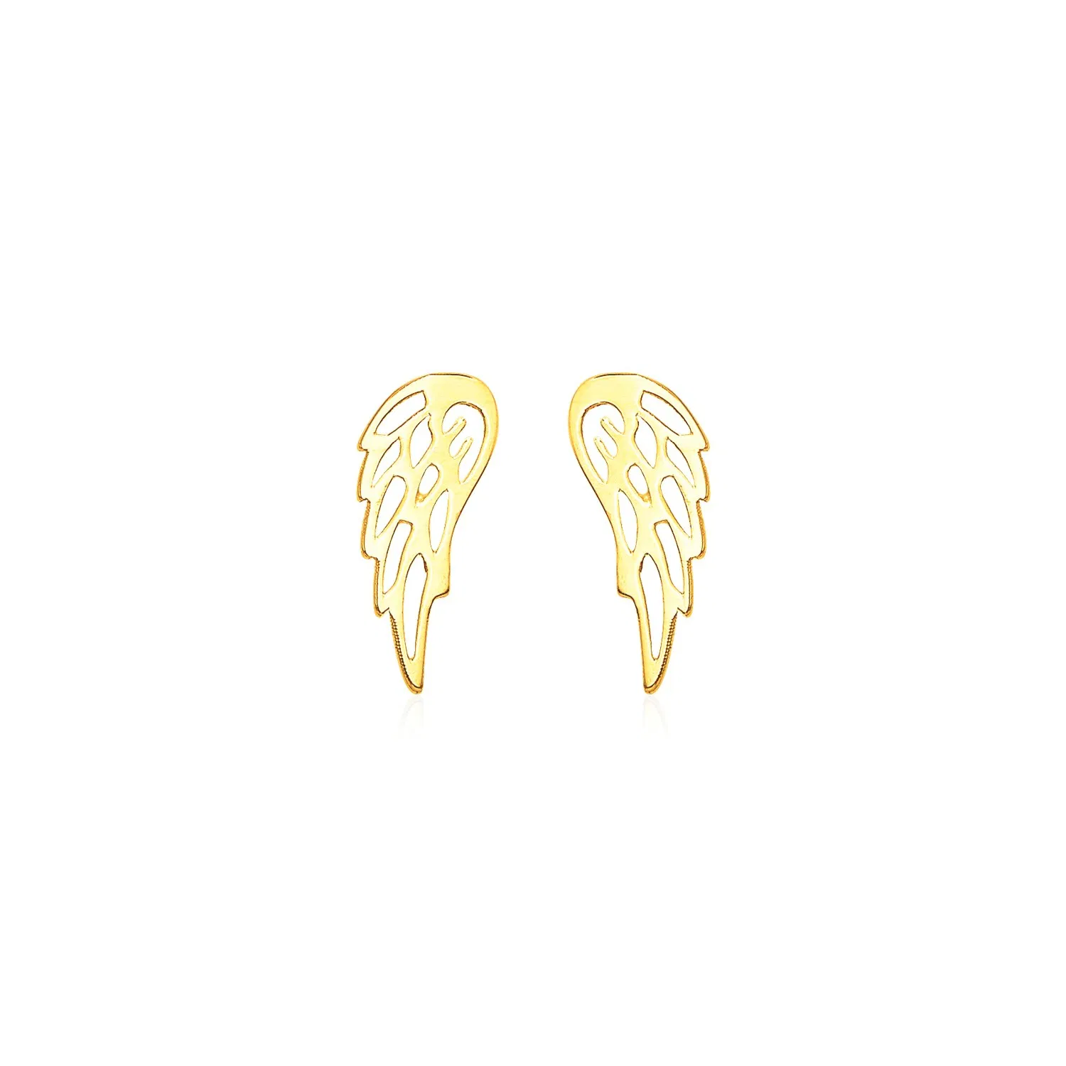 14k Yellow Gold Polished Wing Post Earrings - Grocery