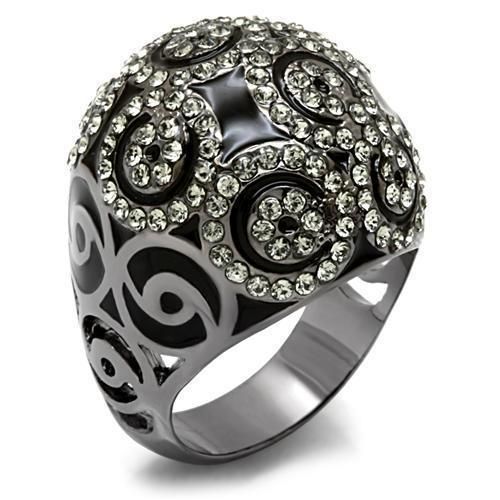 LO1616 - TIN Cobalt Black Brass Ring with Top Grade Crystal in Black Diamond - Grocery