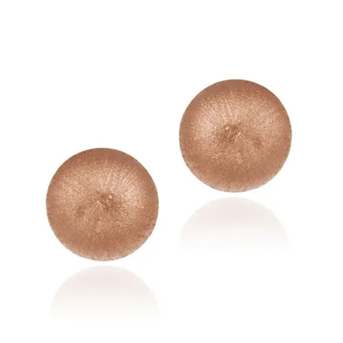 18K Rose over Sterling Silver 6mm Ball Stud Earrings - Brushed Satin Finish - Grocery