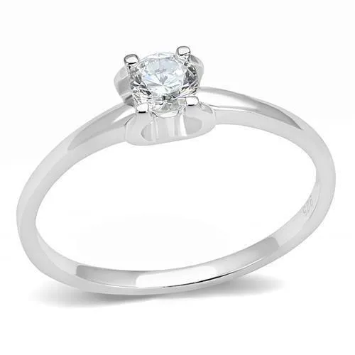 3W1385 - Rhodium 925 Sterling Silver Ring with AAA Grade CZ in Clear - Grocery