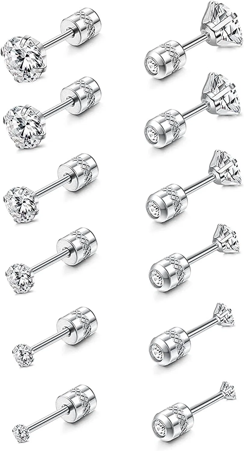 18G Cartilage Earrings Stud for Women CZ Screw Back Earrings Helix Tragus Piercing Jewelry - Grocery