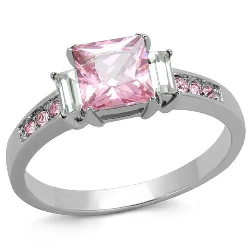 TK2169 - High polished (no plating) Stainless Steel Ring with AAA Grade CZ in Rose - Grocery