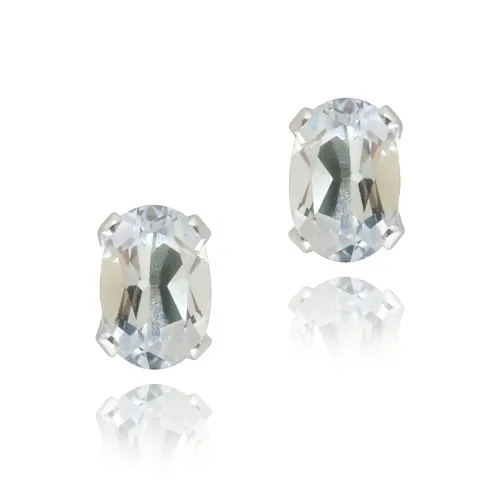 Sterling Silver 1.1ct Blue Topaz Oval Stud Earrings, 6x4mm - Grocery