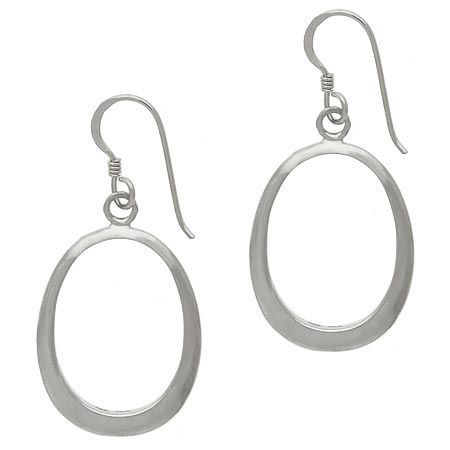 Sterling Silver Open Oval Dangle Earrings - Grocery