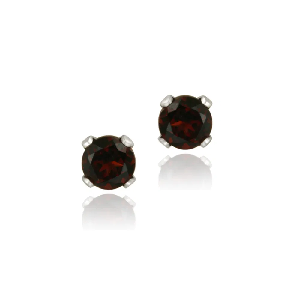 Sterling Silver 1/4ct Garnet Stud Earrings, 3mm - Grocery