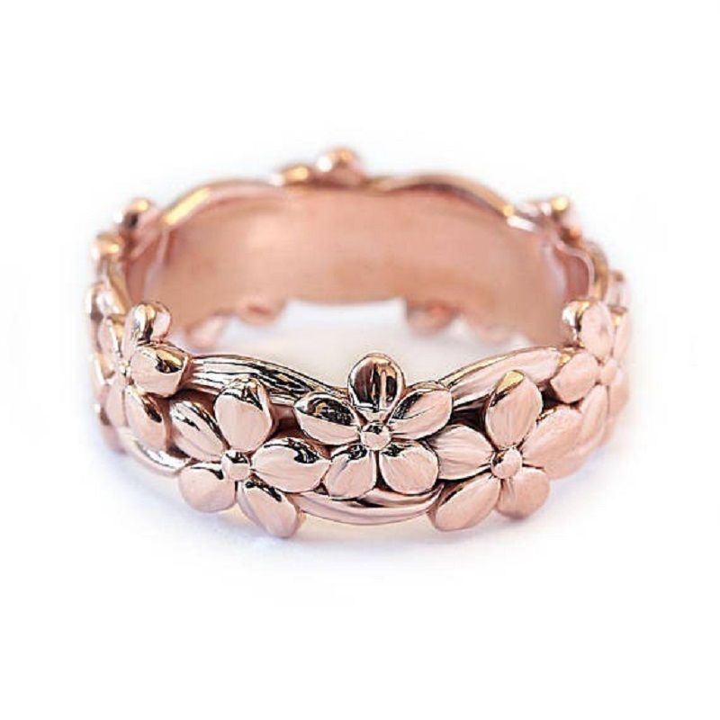 1pc Hot Selling New Plated Rose Gold Split Plum Ring Female Silver Plated Flower Ring Hand Ornaments For Men And Women - Grocery