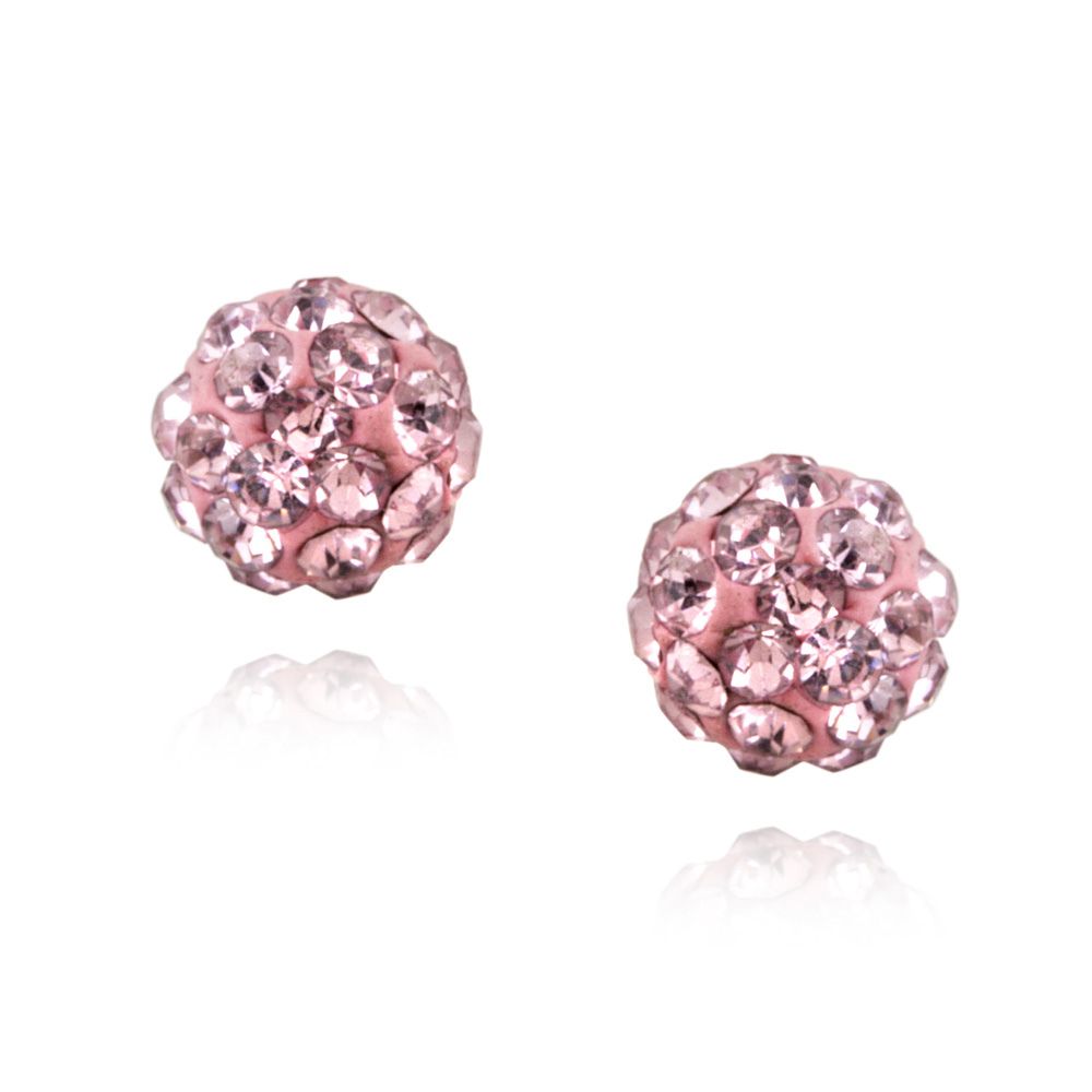 Sterling Silver Pink Crystal Fireball Stud Earrings, 6mm - Grocery