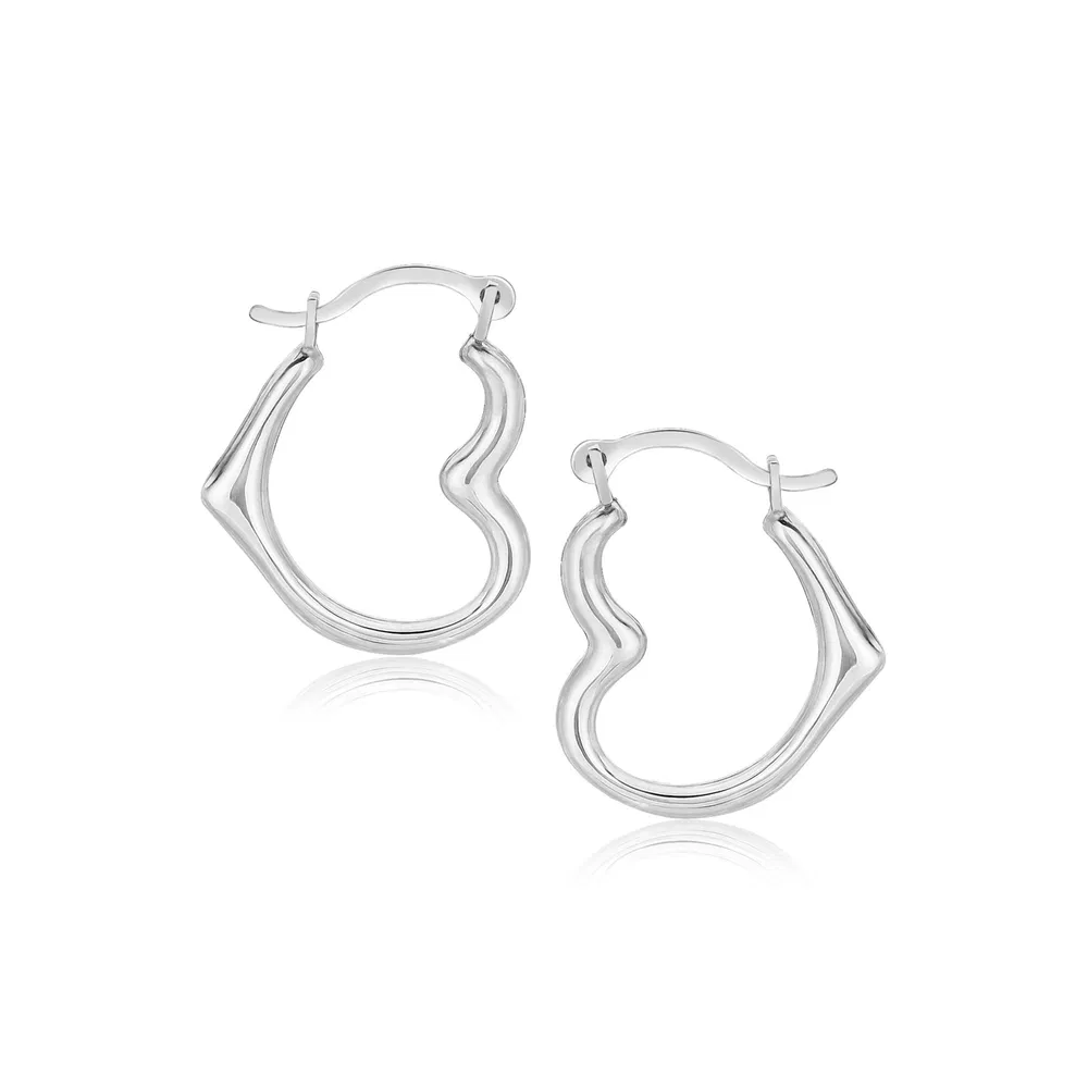 10k White Gold Heart Hoop Earrings - Grocery