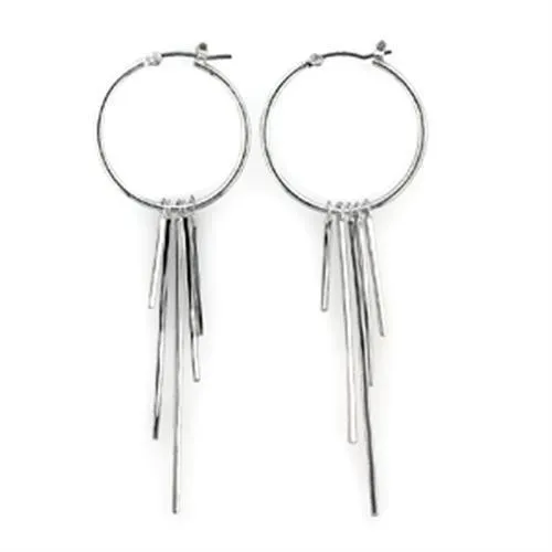 LO315 - Rhodium Brass Earrings with No Stone - Grocery