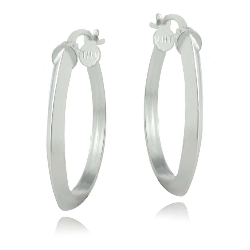 Sterling Silver 20mm Polished Oval Hoop Earrings - Grocery
