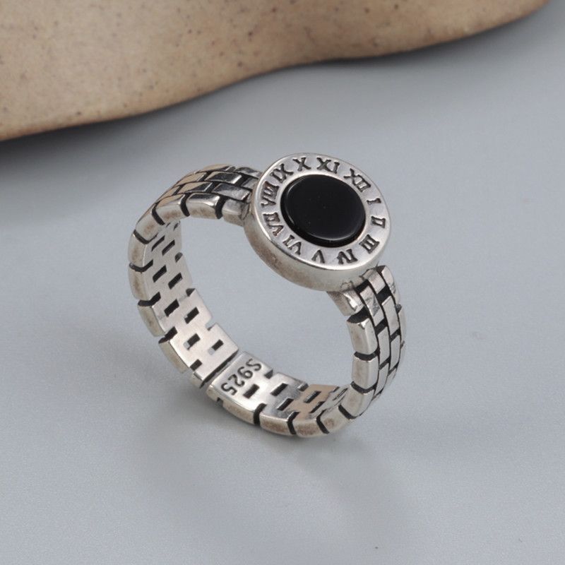 Sterling Silver Simple Black Onyx Ring - Grocery