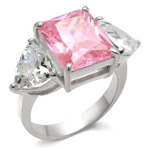 LOAS869 - High-Polished 925 Sterling Silver Ring with AAA Grade CZ in Rose - Grocery
