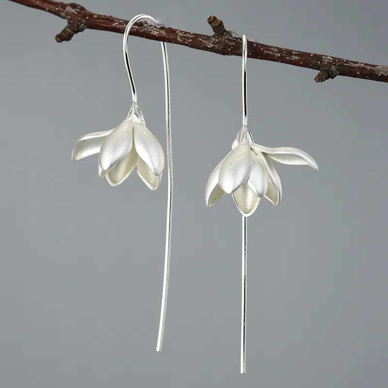 Flower Silver Dangle latest gold earring designs - Grocery