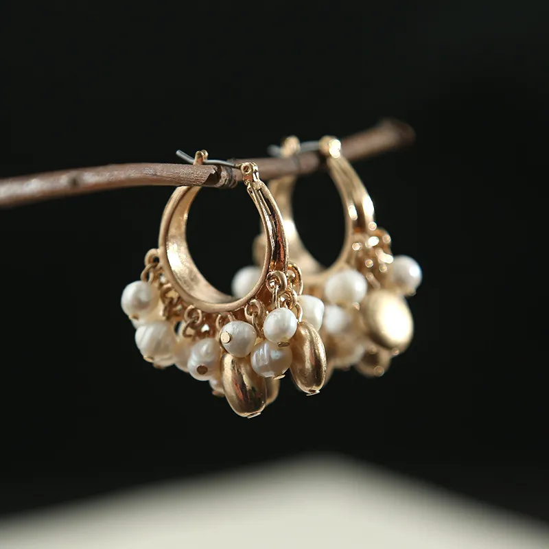 New Pearl Earrings Round Boho Wholesale - Grocery
