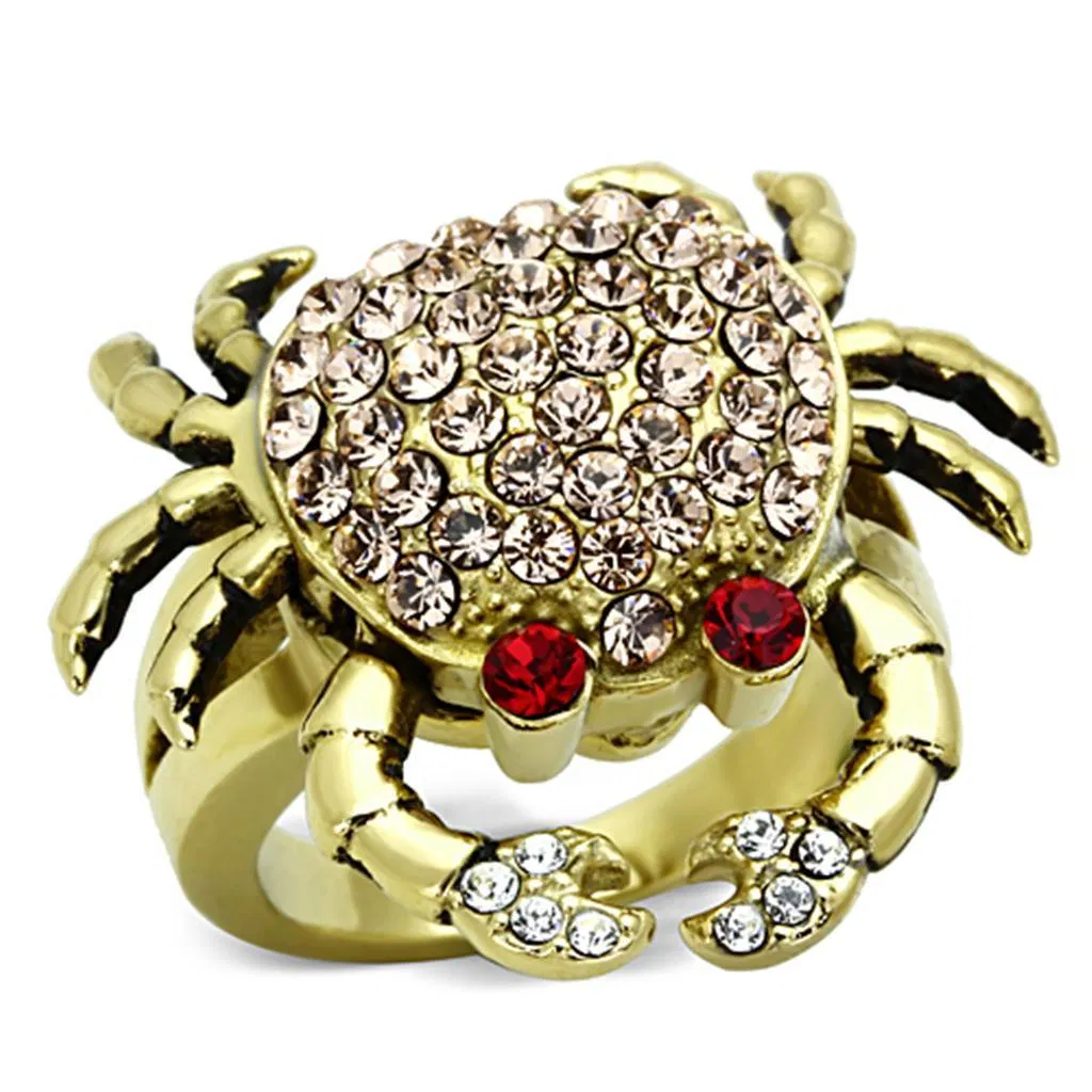TK1290 - IP Gold(Ion Plating) Stainless Steel Ring with Top Grade Crystal in Multi Color - Grocery