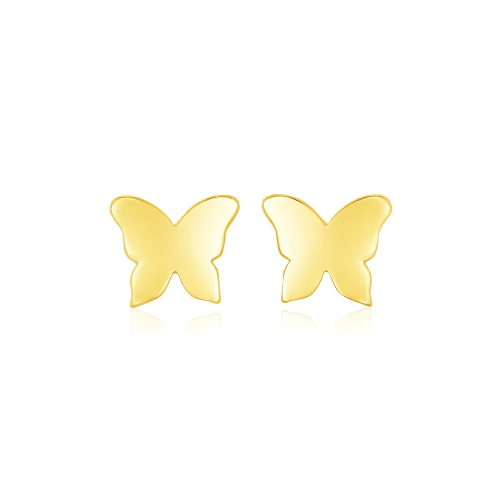 14k Yellow Gold Polished Butterfly Earrings - Grocery