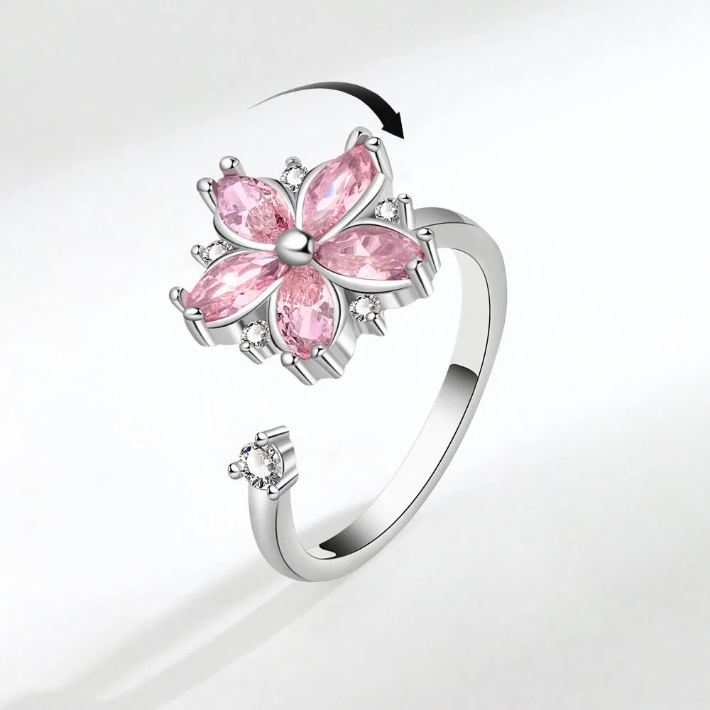 Zircon Flower Decompression Anti Anxiety Ring Set - Grocery
