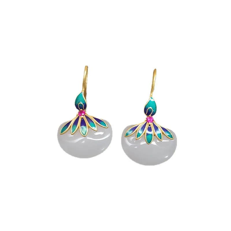 Women's Fashion Vintage Hetian Jade Earrings - Grocery