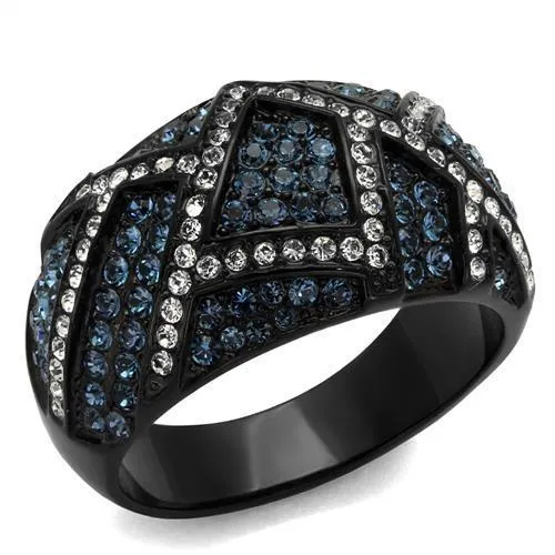 TK2353 - IP Black(Ion Plating) Stainless Steel Ring with Top Grade Crystal in Montana - Grocery