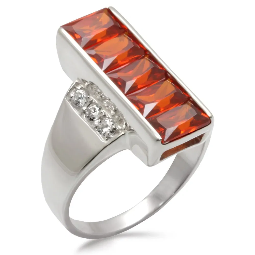 30829 - High-Polished 925 Sterling Silver Ring with AAA Grade CZ in Garnet - Grocery
