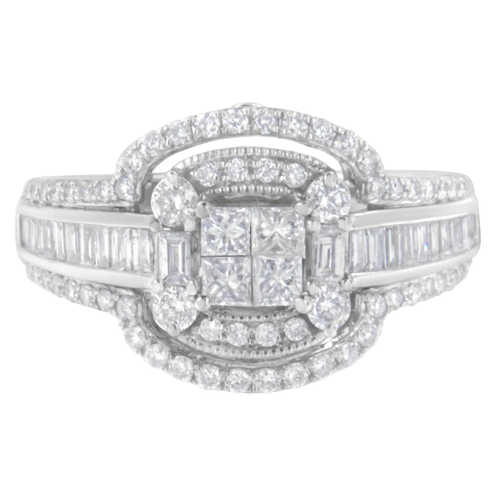 14KT White Gold Diamond Cocktail Ring (1 1/4 cttw, H-I Color, SI2-I1 Clarity) - Grocery