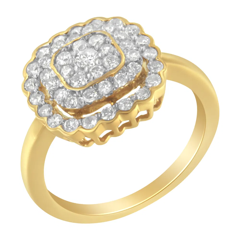 10K Yellow Gold Plated .925 Sterling Silver Diamond Cocktail Ring (3/4 Cttw, J-K Color, I2-I3 Clarity) - Grocery