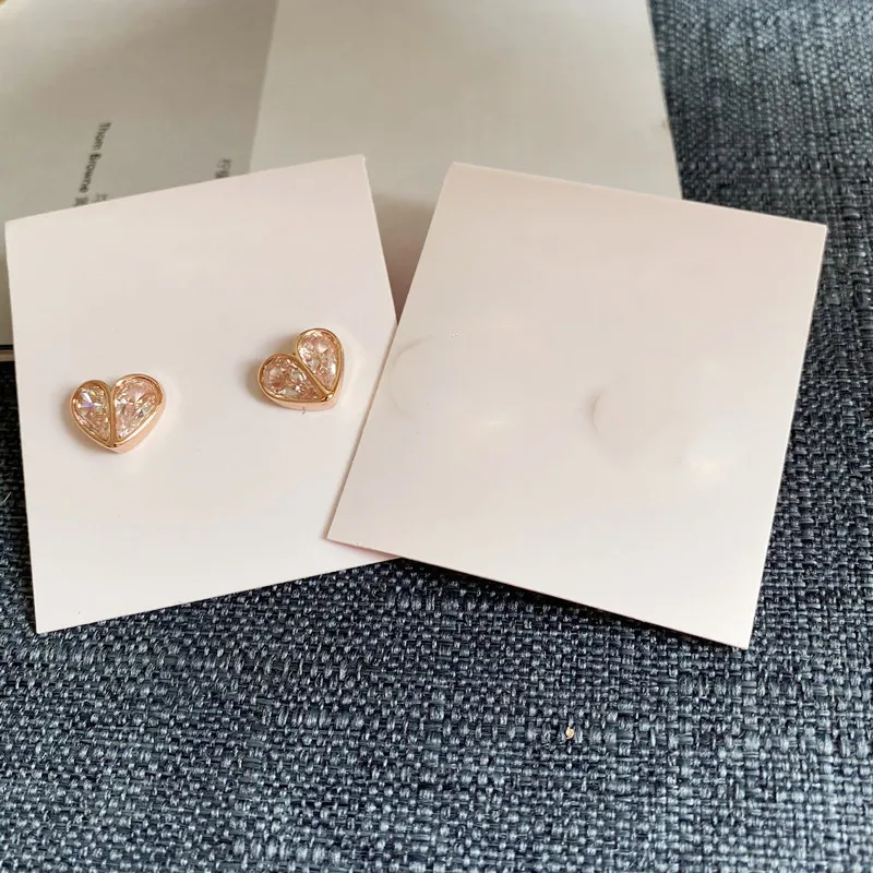 Women's Fashion Heart Shaped Zircon Stud Earrings - Grocery