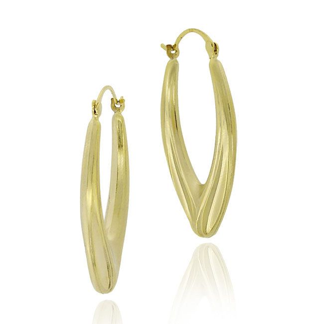 18K Gold Over Sterling Silver Oval Hoop Earrings - Grocery