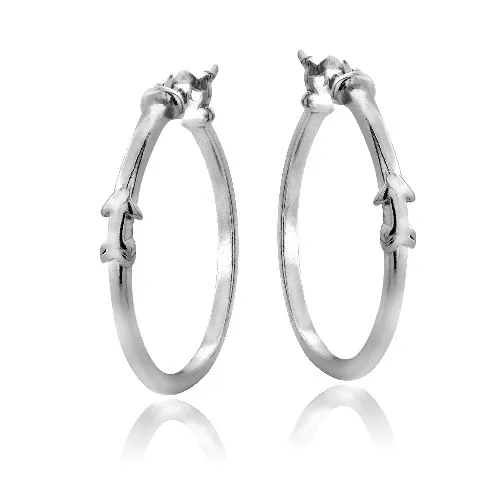 Sterling Silver Arrow Polished Hoop Earrings - Grocery