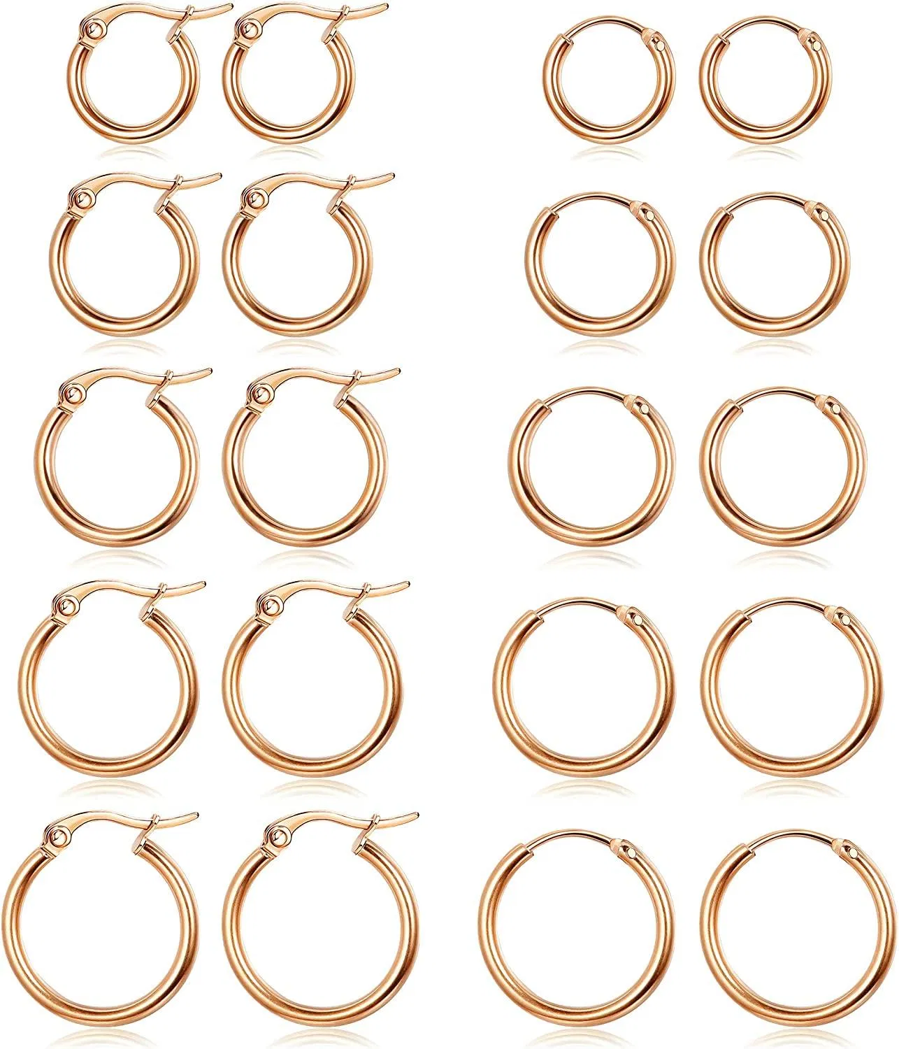 Pairs Stainless Hoop Earrings for Women Latchback Endless Small Hoop Earrings Set Cute Huggie Gold Plated Cartilage Earrings - Grocery
