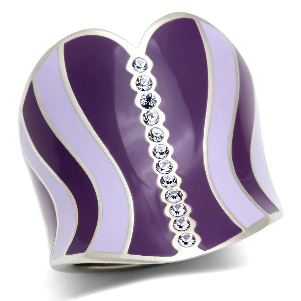 TK262 - High polished (no plating) Stainless Steel Ring with Top Grade Crystal in Sea Blue - Grocery