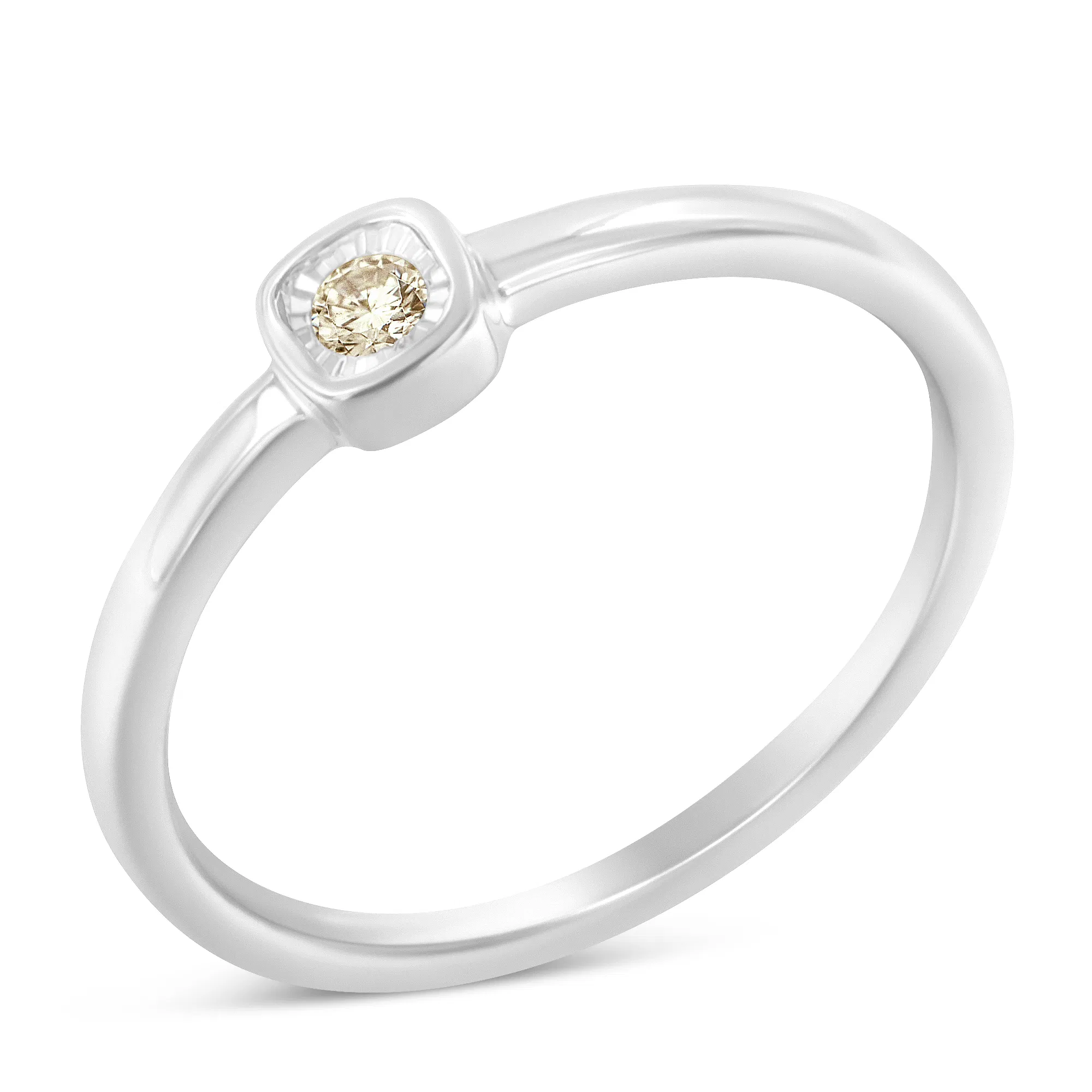 .925 Sterling Silver 1/20 Carat Diamond Square Cushion-Shaped Miracle Set Petite Fashion Promise Ring (J-K Color, I1-I2 Clarity) - Grocery