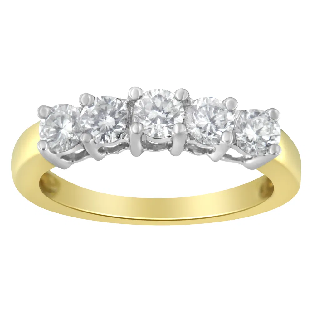 14KT Two Toned Gold 5 Stone Diamond Ring (1 cttw, H-I Color, SI1-SI2 Clarity) - Grocery