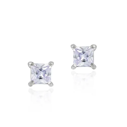 Sterling Silver Lavender CZ Square Stud Earrings - Grocery