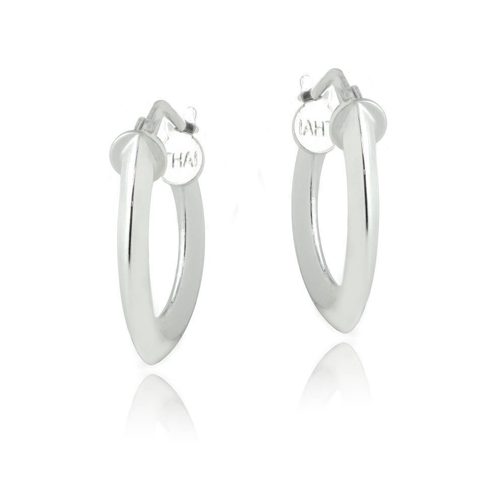 Sterling Silver 15mm Polished Round Hoop Earrings - Grocery