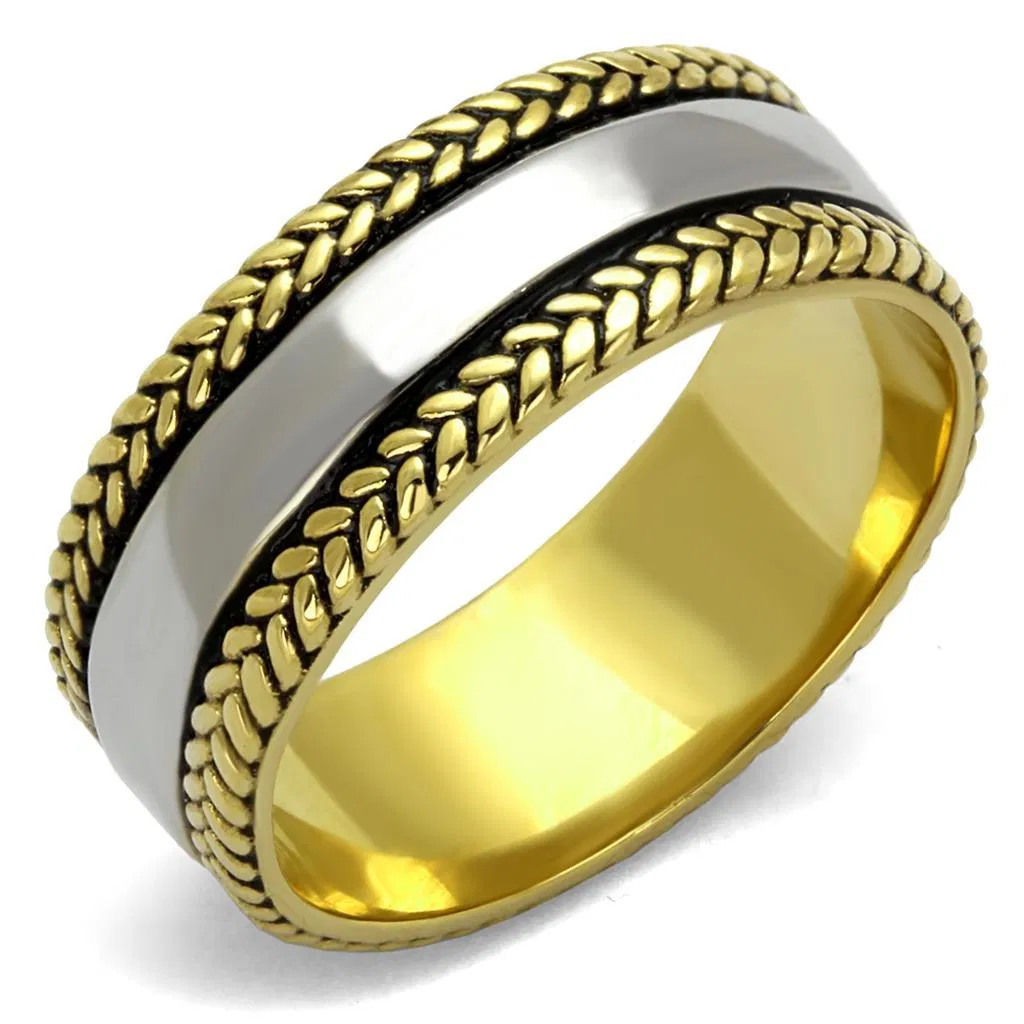 TK2375 - Two-Tone IP Gold (Ion Plating) Stainless Steel Ring with Epoxy in Jet - Grocery