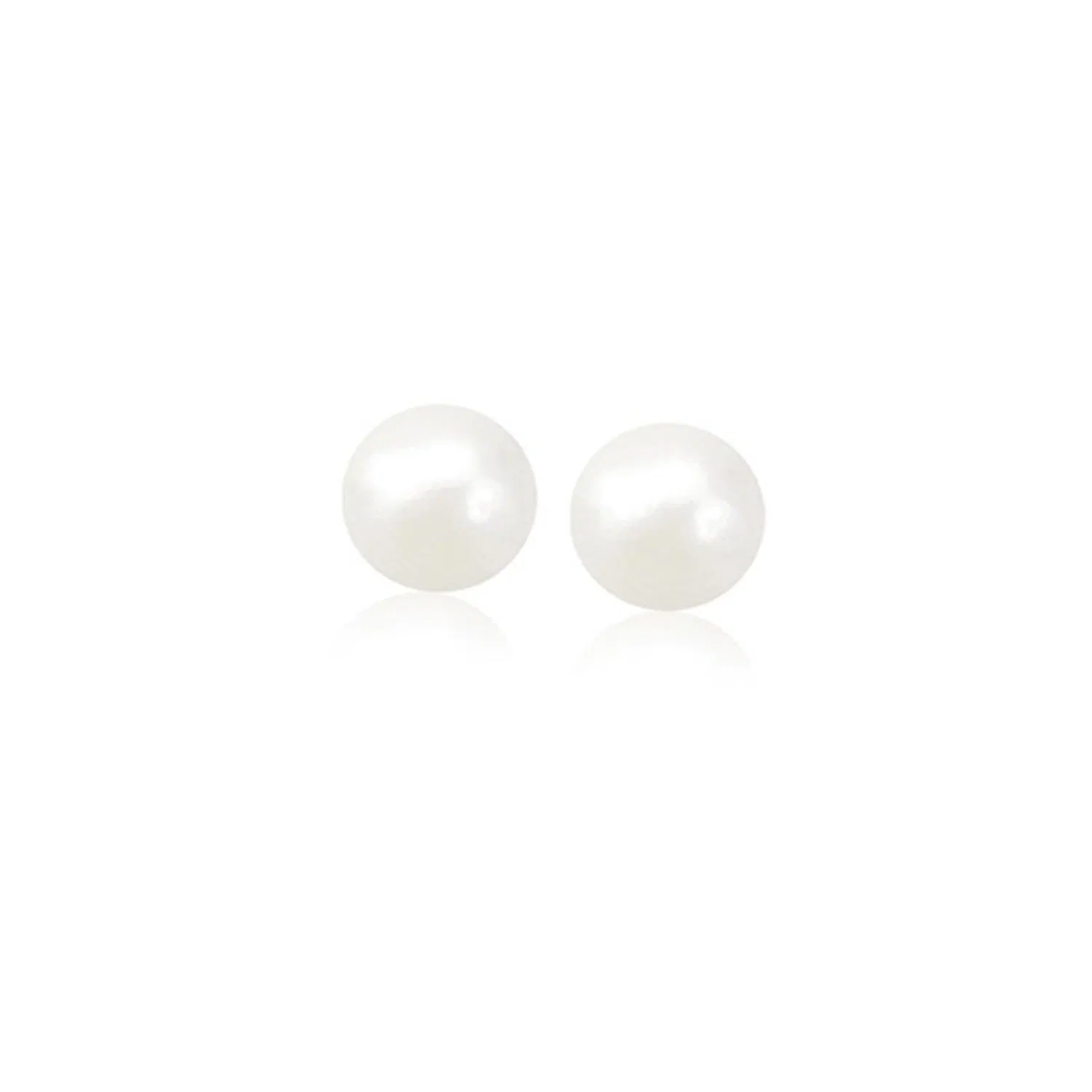 14k Yellow Gold Freshwater Cultured White Pearl Stud Earrings (6mm) - Grocery