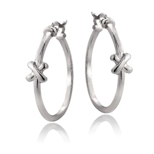 Sterling Silver X Polished Hoop Earrings - Grocery
